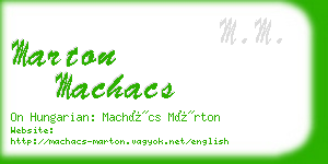 marton machacs business card